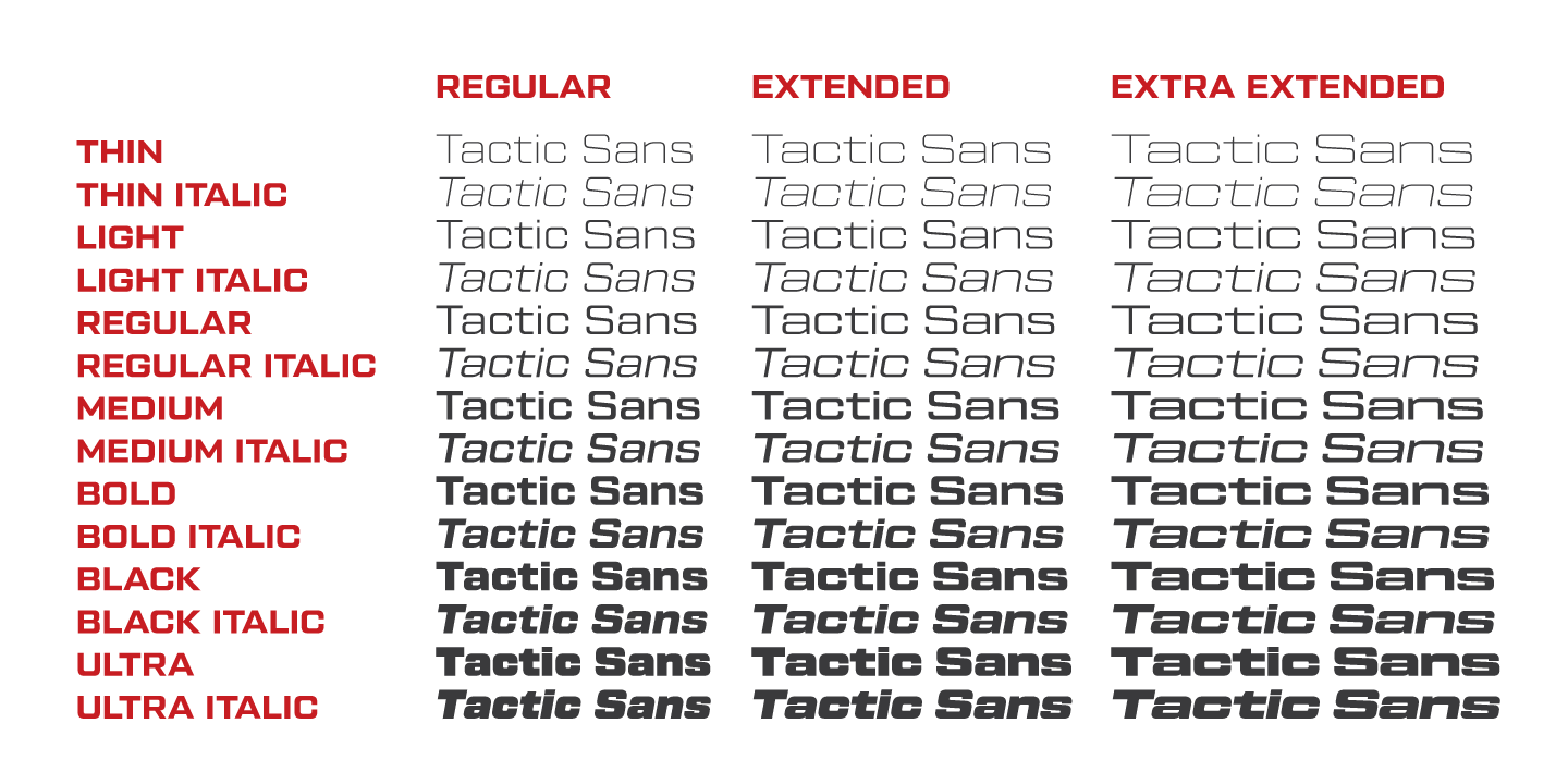 Beispiel einer Tactic Sans Extra Extended-Schriftart #8